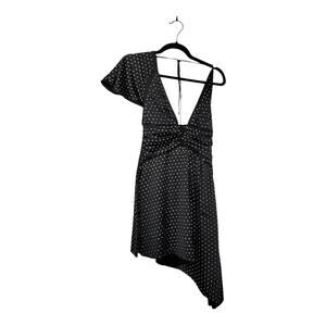NWT WEWOREWHAT Crystal Asymmetrical Dress in Black Size 4